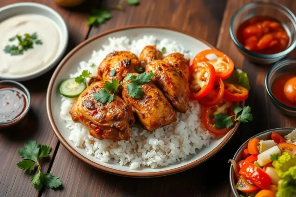 halal chicken over rice