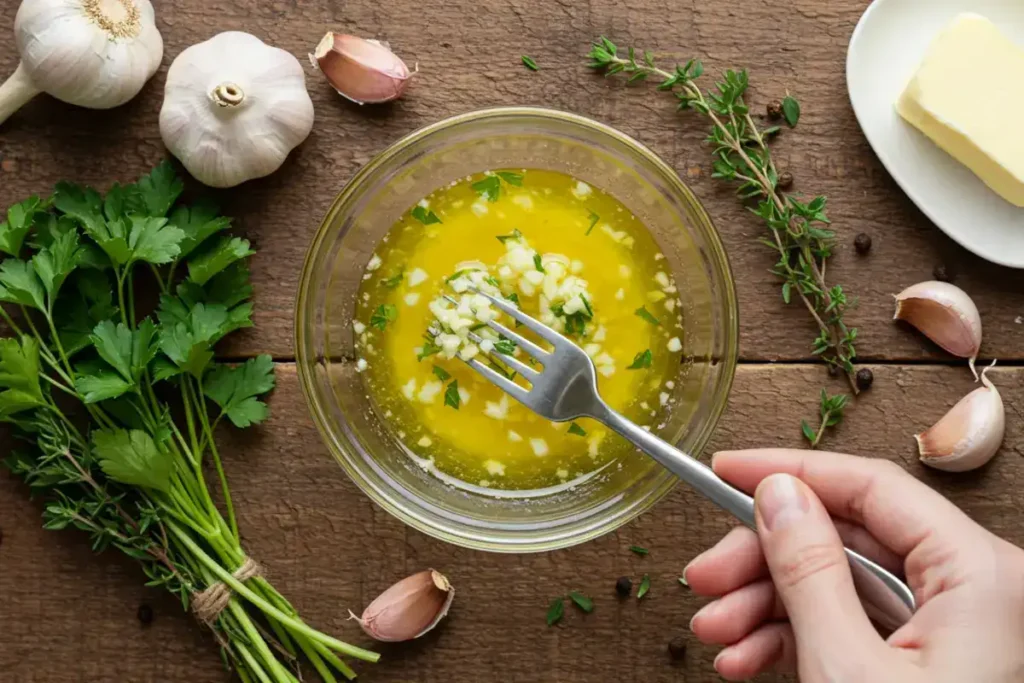 Making butter sauce for Garlic Butter Steak Bites and Potatoes