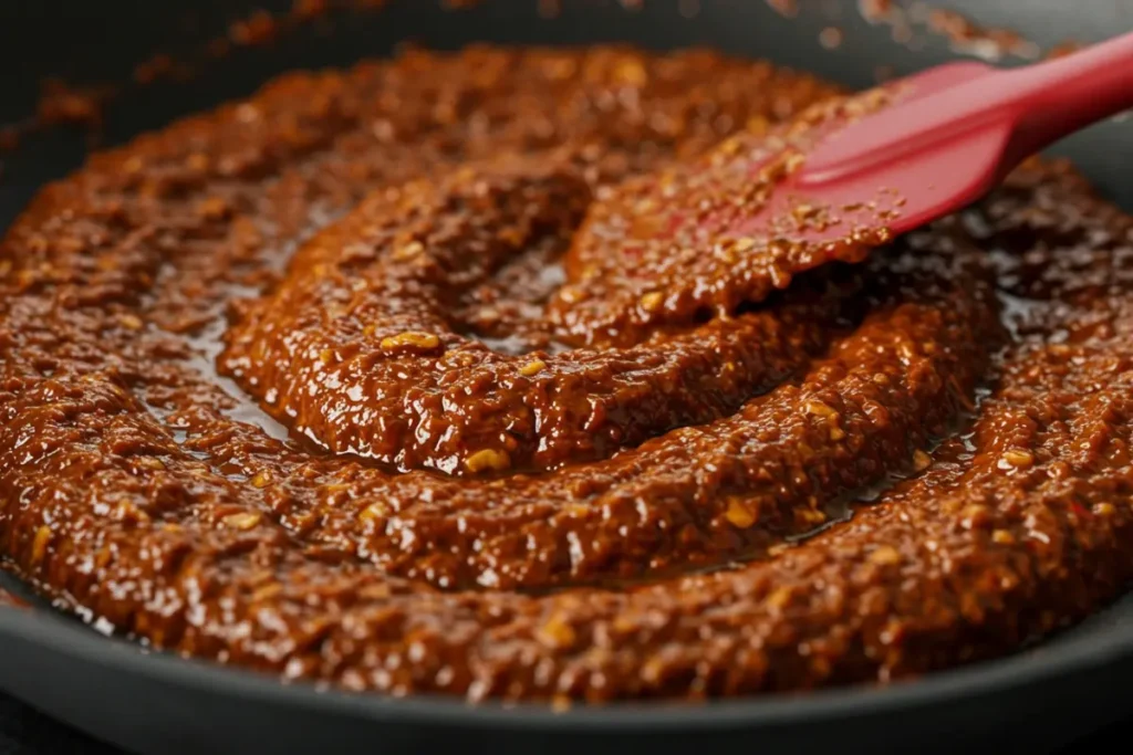 Final step of preparing Sichuan peppercorn sauce