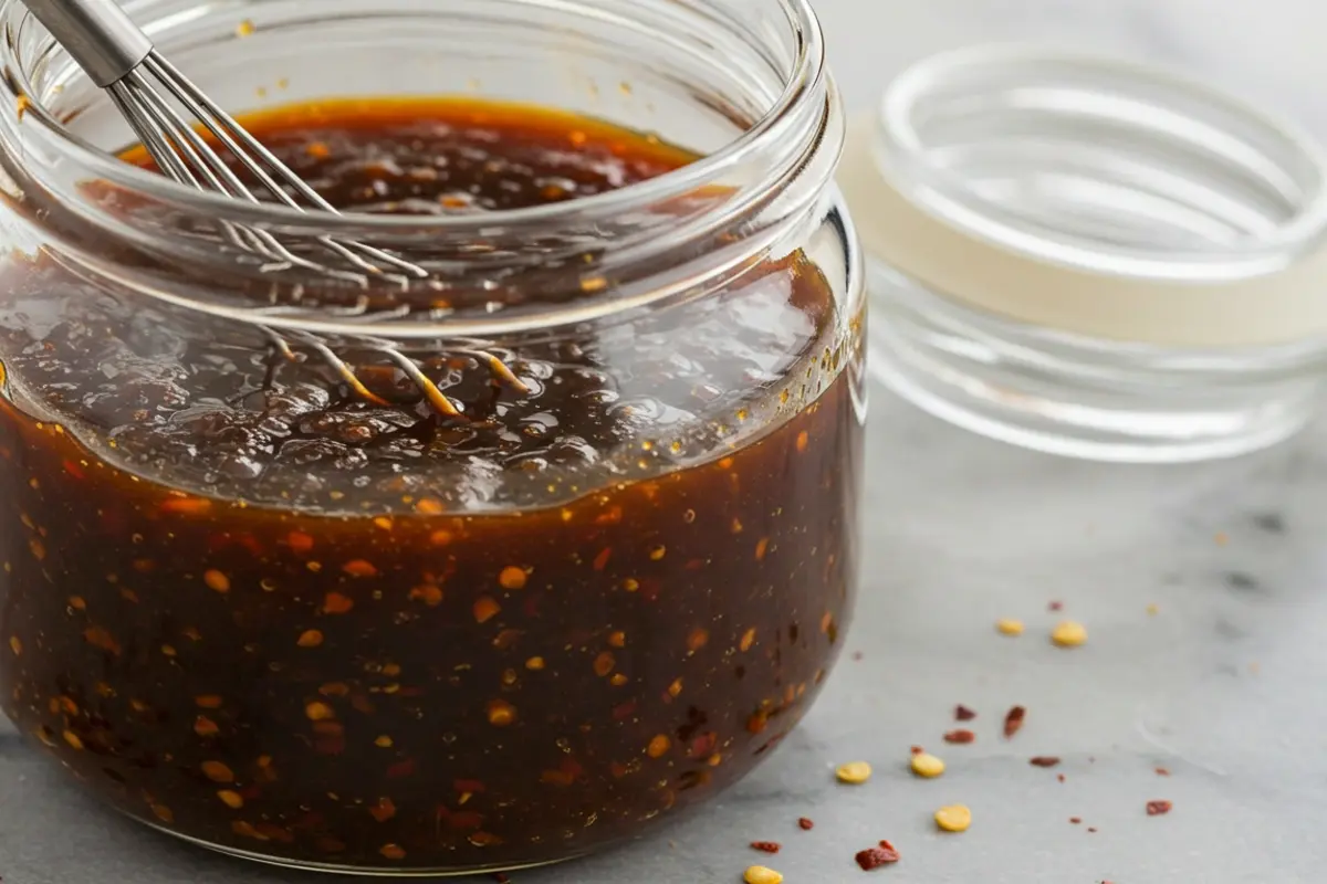 Sichuan peppercorn sauce in a small bowl with ingredients