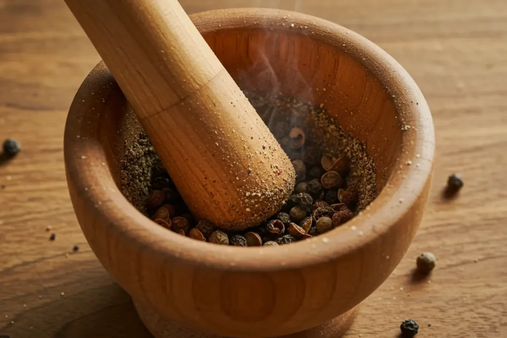 First step: Preparing Sichuan peppercorns for the sauce.